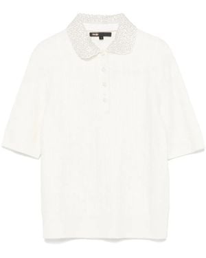 Maje デコラティブカラー ポロシャツ - ホワイト