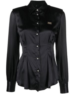Philipp Plein Button-Up Padded-Shoulder Shirt - Black