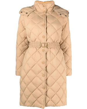 Twinset Diamond-Quilted Coat - Natural
