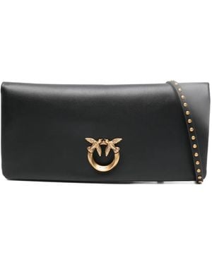 Pinko Medium Love Bag Click Soft Horizontal Studded Embellishment Clutch Bag - Black