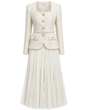 Self-Portrait Klassisches Boucle And Chiffon Midikleid - Weiß