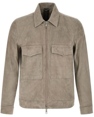 Giorgio Brato Veste En Daim À Col Pointu - Gris