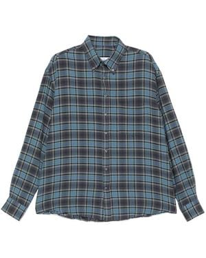 LC23 Plaid-Check Button-Up Shirt - Blue