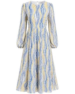 Baruni Printed Cut-Out Midi Dress - Blue
