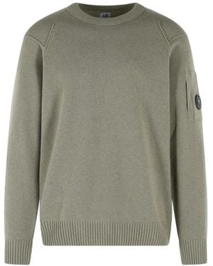 C.P. Company Lens-Detail Crew-Neck Jumper - Green