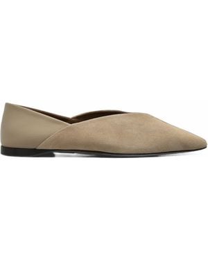 Max Mara Split Leather And Nappa Leather Ballet Flats - White