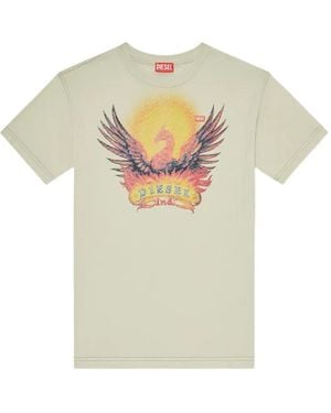 DIESEL Phoenix-Print Cotton T-Shirt - White