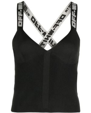 Off-White c/o Virgil Abloh Logo-Tape Knitted Top - Black