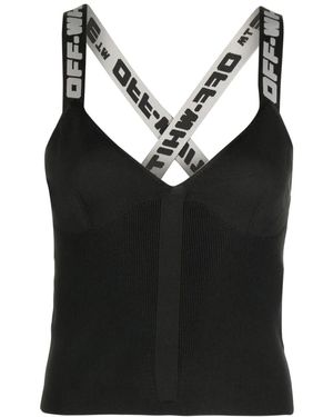 Off-White c/o Virgil Abloh Logo-Tape Knitted Top - Black