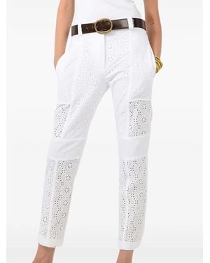 Barbara Bui Pantalones Rectos Con Bordado Inglés - Blanco