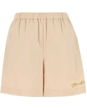 Fendi Light Stretch Cotton Blend Shorts - Natural