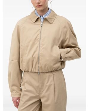 HUGO Logo-Embroidered Zip-Up Bomber Jacket - Natural