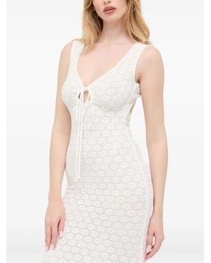 Bardot Open-Back Midi Dress - White
