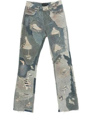 Who Decides War Distressed Patchwork Jeans - Blue