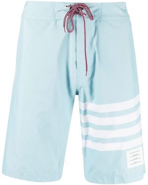 Thom Browne Shorts Con Dettaglio A Righe - Blu