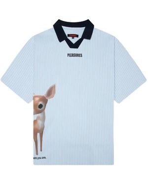 Pleasures Pet Pinstripe Polo Shirt - Blue