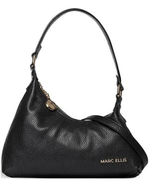 Marc Ellis Medium Wynn Pebbled Shoulder Bag - Black