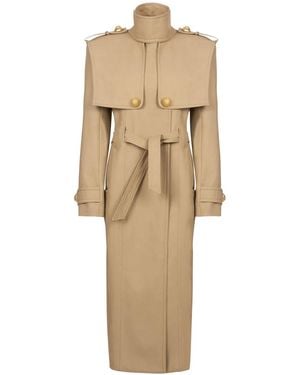 Balmain Trenchcoat Mit Gürtel - Natur