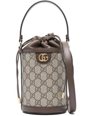 Gucci Mini Ophidia Gg-Supreme Bucket Bag - Gray
