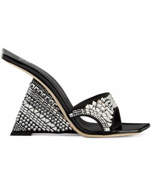 Giuseppe Zanotti Akira Shine Wedge Sandals - Black