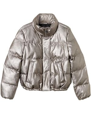 Twinset Metallic Quilted Puffer Down Jacket - Grey