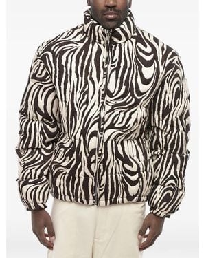 ERL Quilted Animal-Print Padded Jacket - Black