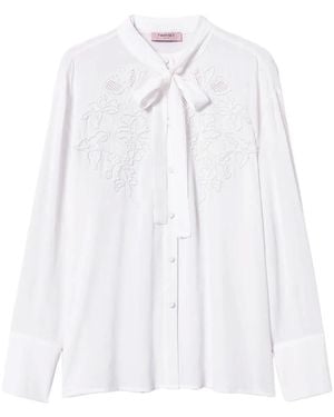 Twinset Embroidered Georgette Blouse - White
