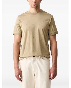 KARL LAGERFELD Monogram-Embossed Logo-Patch T-Shirt - Natural