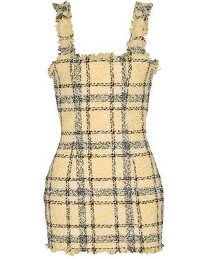 Balmain Glitter Tweed Mini Dress - Metallic