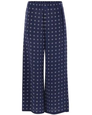 Weekend by Maxmara Printed Elasticated Silk Trousers - Blue