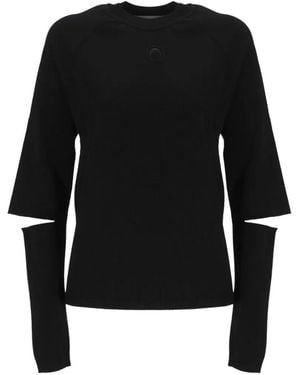 Marine Serre Crew-Neck Cut-Out Jumper - Black
