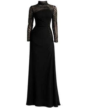 Gemy Maalouf Sequin-Embellished Mesh-Panel Dress - Black