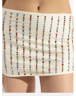Oséree Crystal-Embellished Mini Skirt - Natural