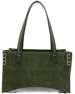 JW Anderson Elongated Loafer Cabas Contrast-Stitch Paneled Tote Bag - Green