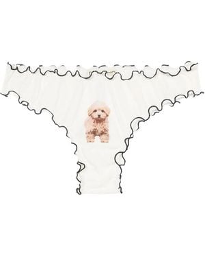 Blumarine Slip Mit Rüschenbesatz - Weiß