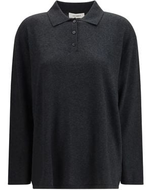 Lisa Yang Caisa Buttoned Collar Polo Top - Black