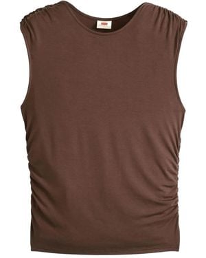 Levi's Crew-Neck Gathered Tank Top - Brown