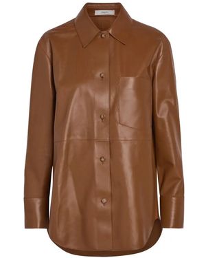 JOSEPH Chemise Penna En Cuir - Marron
