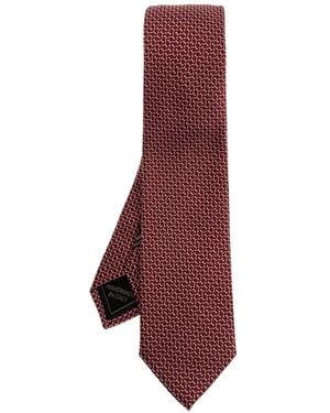 Brioni Patterned Silk Tie - Paars