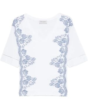 ERMANNO FIRENZE Floral-Print V-Neck T-Shirt - Blue