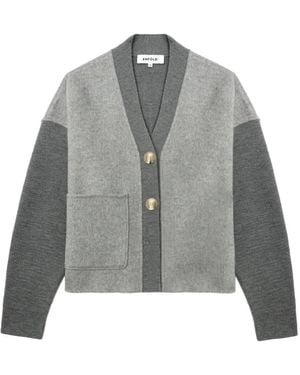 Enfold Cardigan En Laine À Design Bicolore - Gris