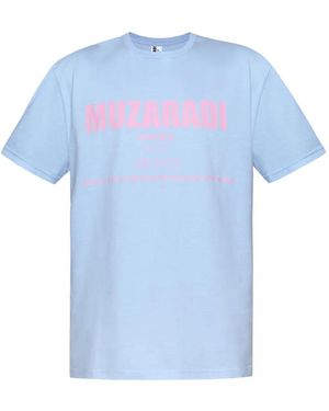 Muzaradi Logo-Print Cotton T-Shirt - Blue