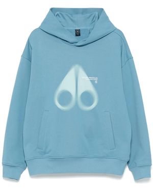 Moose Knuckles Logo-Print Hoodie - Blue