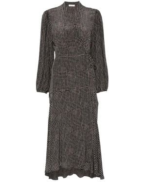 Marc O' Polo Polka-Dot Wrap Midi Dress - Grey