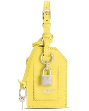 Dolce & Gabbana Padlock Leather Keychain - Yellow
