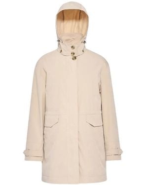 Geox Mantinea Hooded Buttoned Jacket - Natural