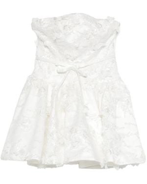 Maje Floral-Appliqué Mini Dress - White