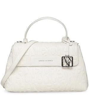 ARMANI EXCHANGE Embossed-Logo Shoulder Bag - White