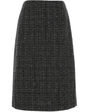 Fendi Check-Pattern Midi Skirt - Black