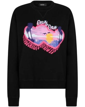 DSquared² Graphic-Print Cotton Sweatshirt - Black